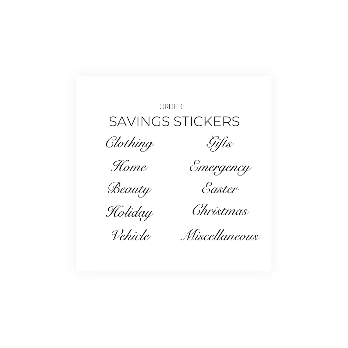 Cash Envelope Labels