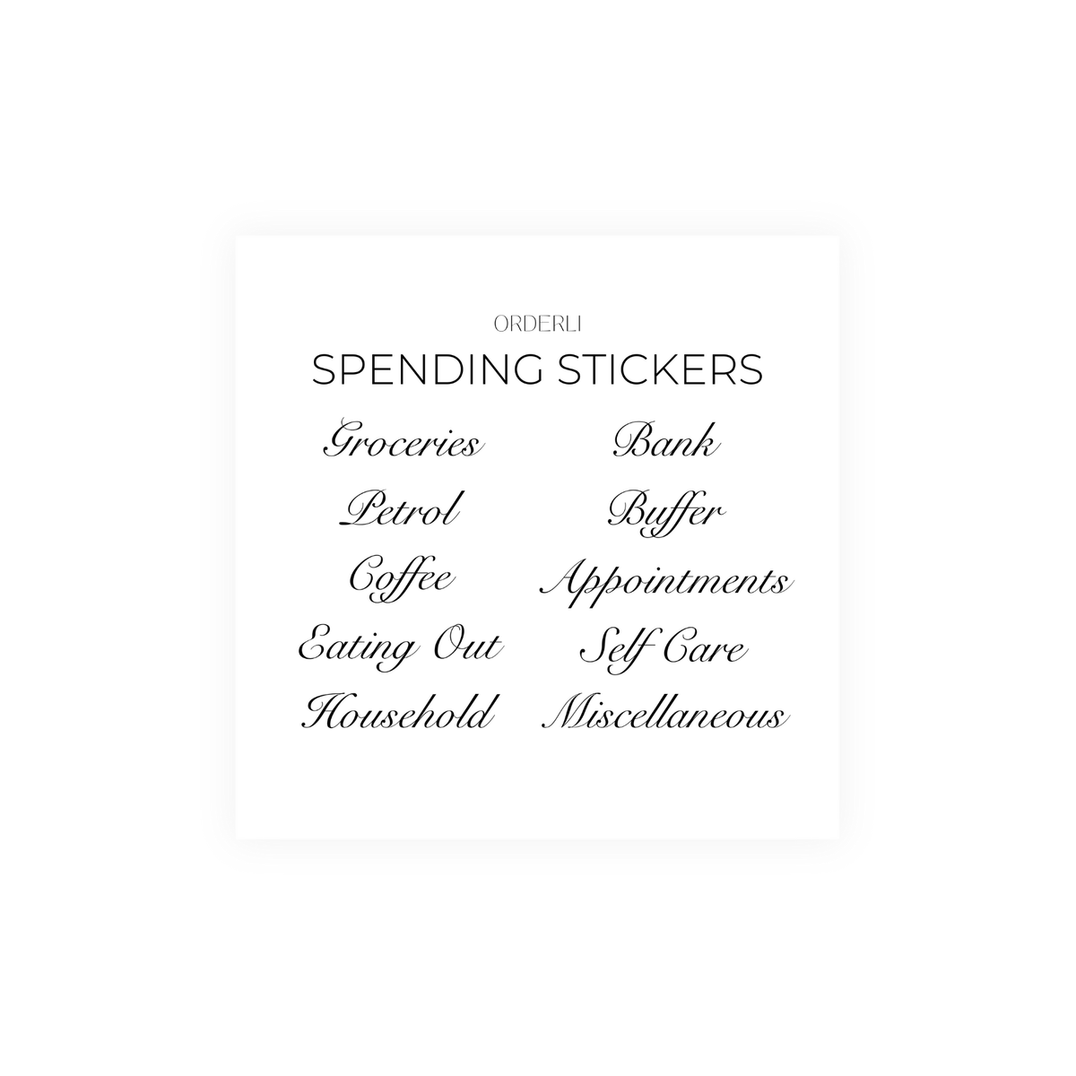 Cash Envelope Labels